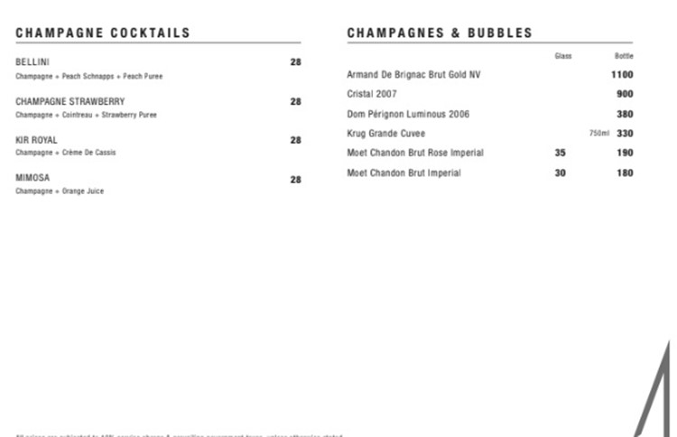 1 Altitude nightclub Singapore vip table service bottles vodka champagne gin rum prices packages