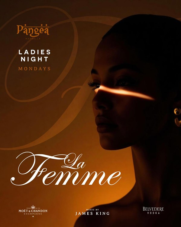 La Femme Ladies Night La Femme is the ultimate Ladies Night at Pangea Club Marbella, taking place every Monday. A sophisticated party celebrating femininity, glamour and elegance, with luxury champagne, premium vodka and refined music in one of Marbella’s most exclusive nightlife venues. en Pangea en Marbella 10 ago. 2026