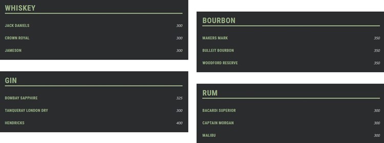 230 Fifth Rooftop Club in NYC bottle service menu price list alcohol drinks beverages 