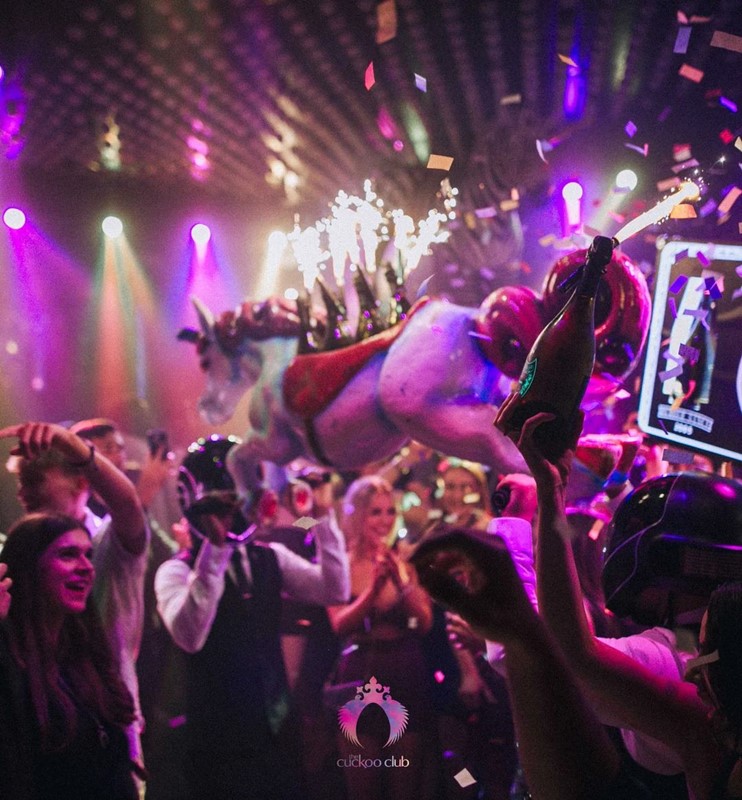 Cuckoo nightclub London bottle parade fun nightout book your table now