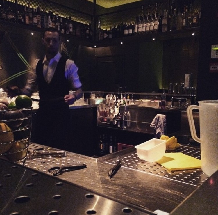 Abe nightclub Amsterdam bar view barman making drinks