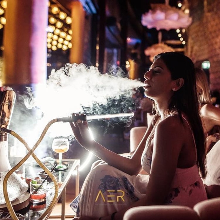 Aer club Dubai smoke sheesha hookah girl 
