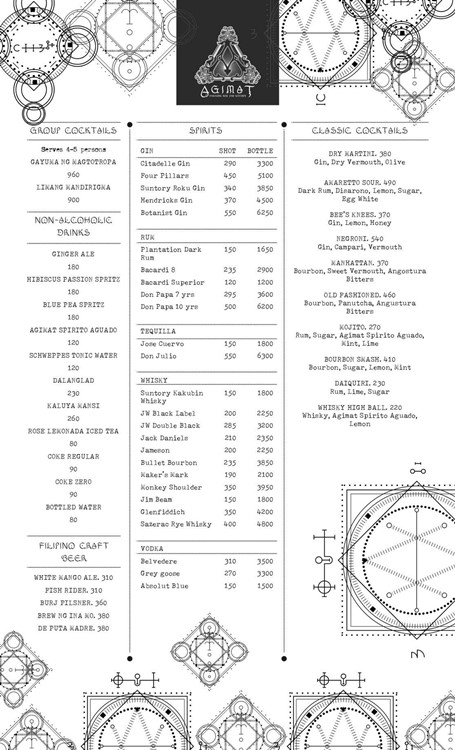 Agimat club Manila bottle menu alcohol
