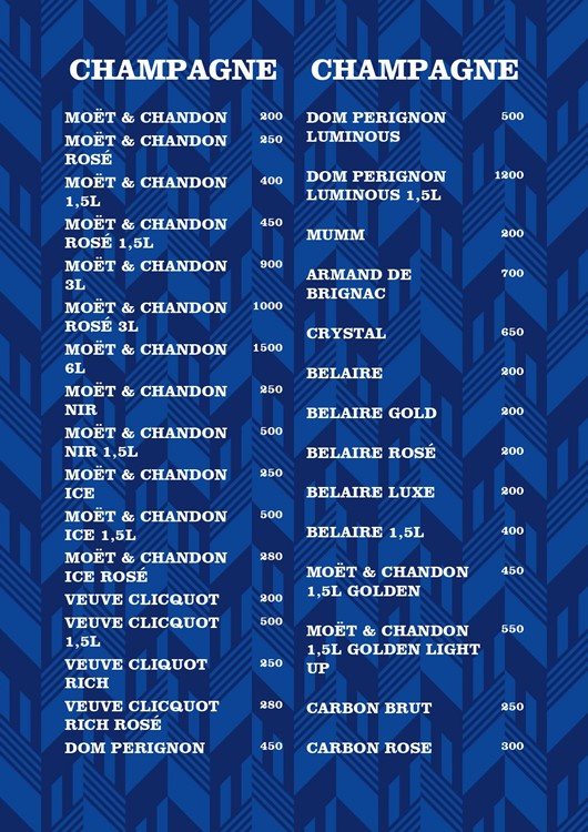 Akuarela nightclub Valencia bottle menu bubbles champagne parede pricing show bottles