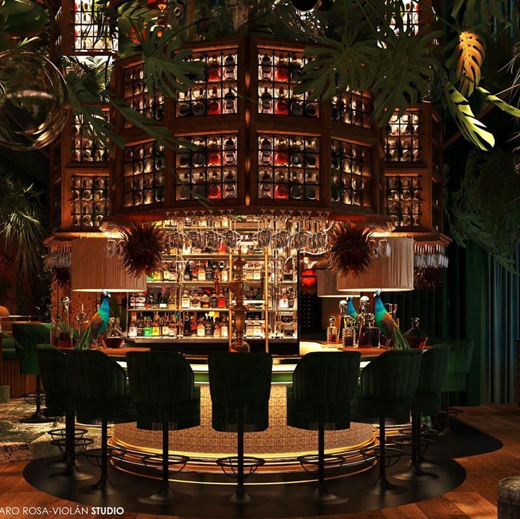 Amazonico clubstaurant London bar view alcohol bottles low light atmosphere perfect cocktail place 