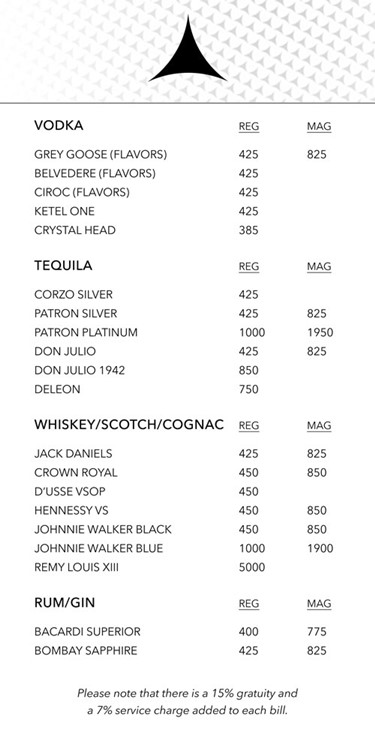 Avalon bottle menu nightclub Los Angeles Hollywood prices alcohol bottles package