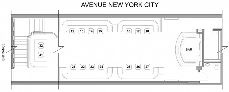 Avenue nightclub Nyc map view table sitting area vip
