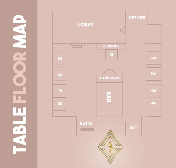Ballet nightclub LA map view table sitting area exclusive table