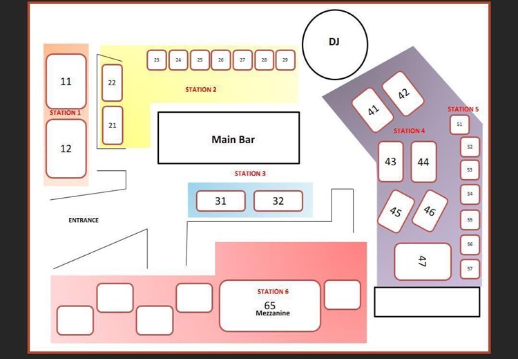 Bar Rouge nightclub Singapore map sitting area table booking reservation guestlist tables packages prices 