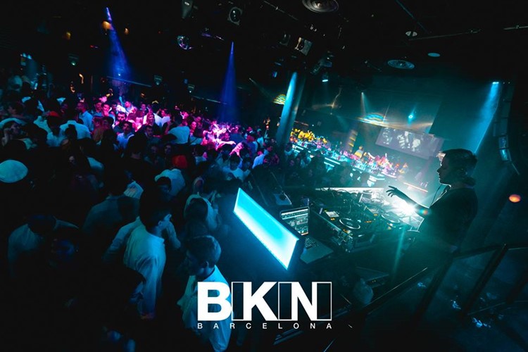 bikini nightclub barcelona full night party dancing people having fun dj playing music