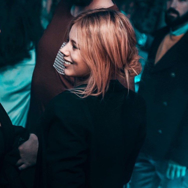 Bling Bling nightclub Madrid  pretty brunette girl in black dress dresscode partying in city nice place events