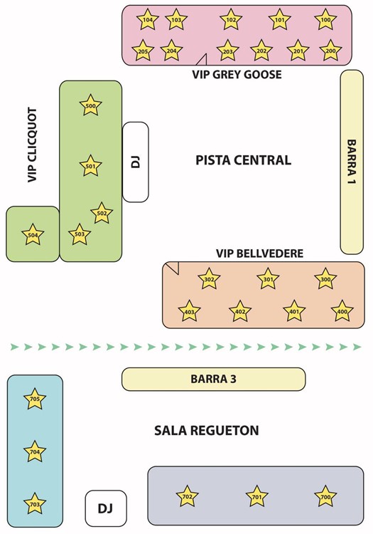 Bling Bling nightclub Madrid tables map view pick your regular standard vip exclusive best tables area dj booth dance floor
