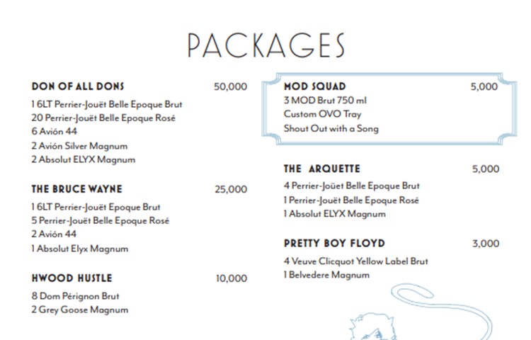 Bootsy Bellows nightclub Los Angeles alcohol packages sitting table booking prices