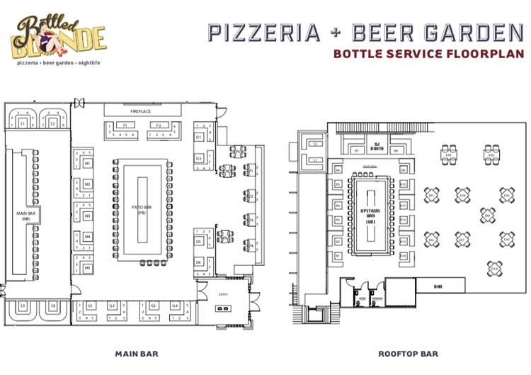 Bottled Blonde Dallas club map overview table seating spots area vip exclusive regular