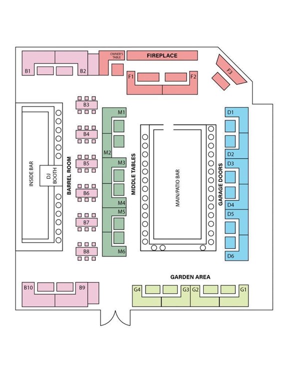 Bottled Blonde nightclub Miami map layout tables VIP area lounge 