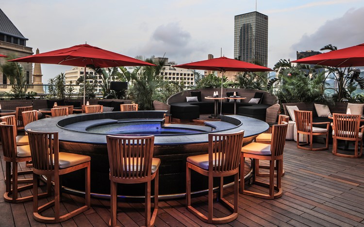 Ce La Vi nightclub Hong Kong view of the top of the building terrace lounge area