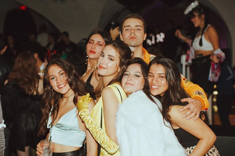 Celon nightclub New York group of pretty brunette girls having fun guest list table apply now go out