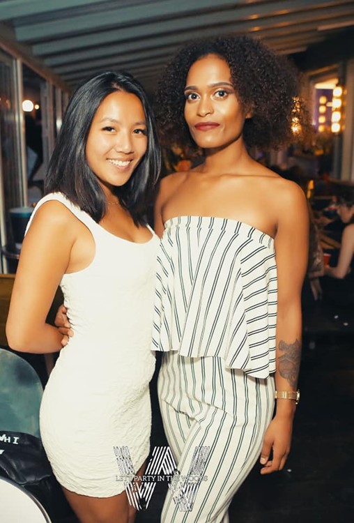 Chalet Du Lac Paris pretty brunette girls have fun during pandemic mask safety dresscode