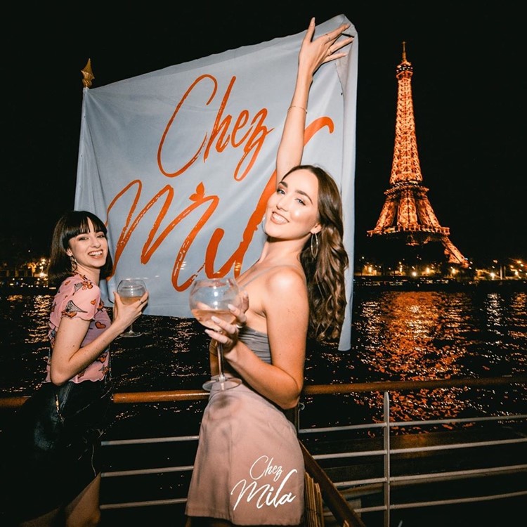 Chez Mila nightclub Paris boat party girls having fun picture selfie Eiffel Tower view only place club open pandemic quarantine 