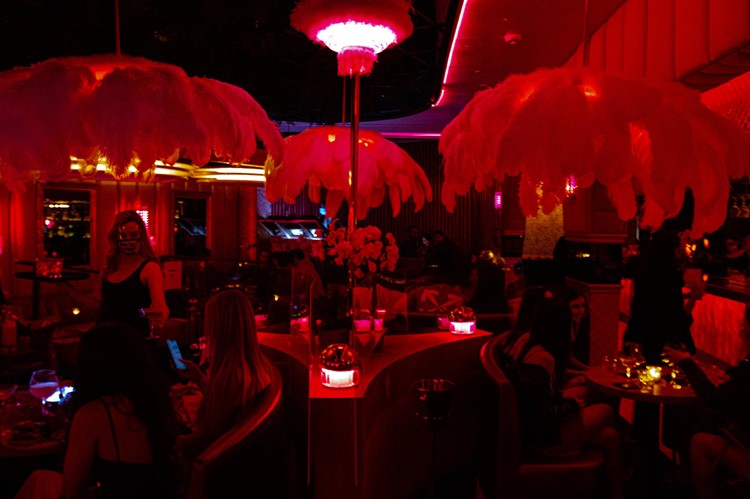 Classic Cat nightclub Los Angeles club overview luxurious sexy interior red lights velvet 