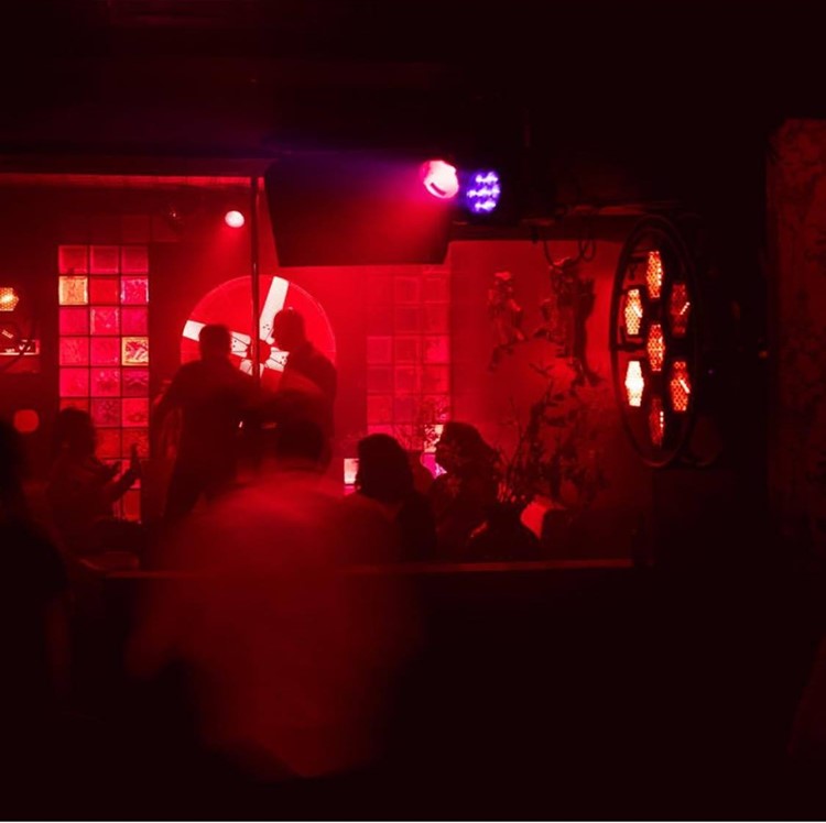 Club NL nightclub Amsterdam view of the bar red lights