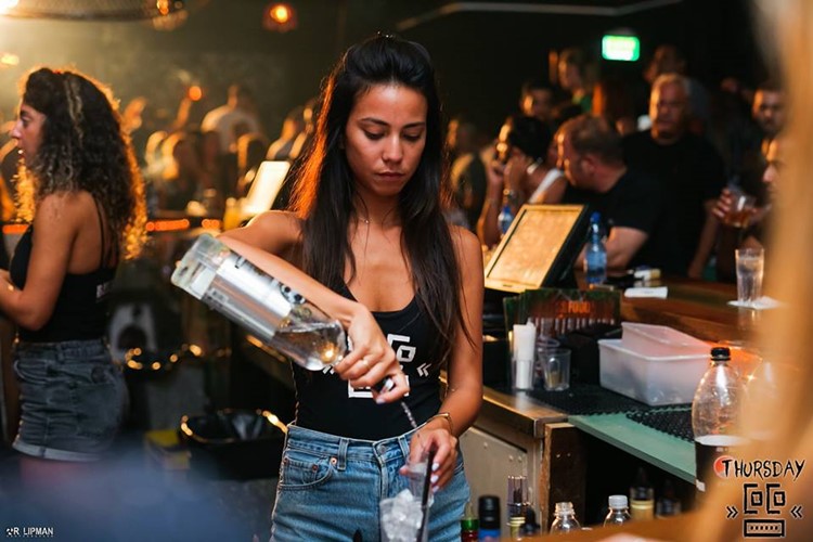Coco nightclub Tel Aviv brunette waitress bartender