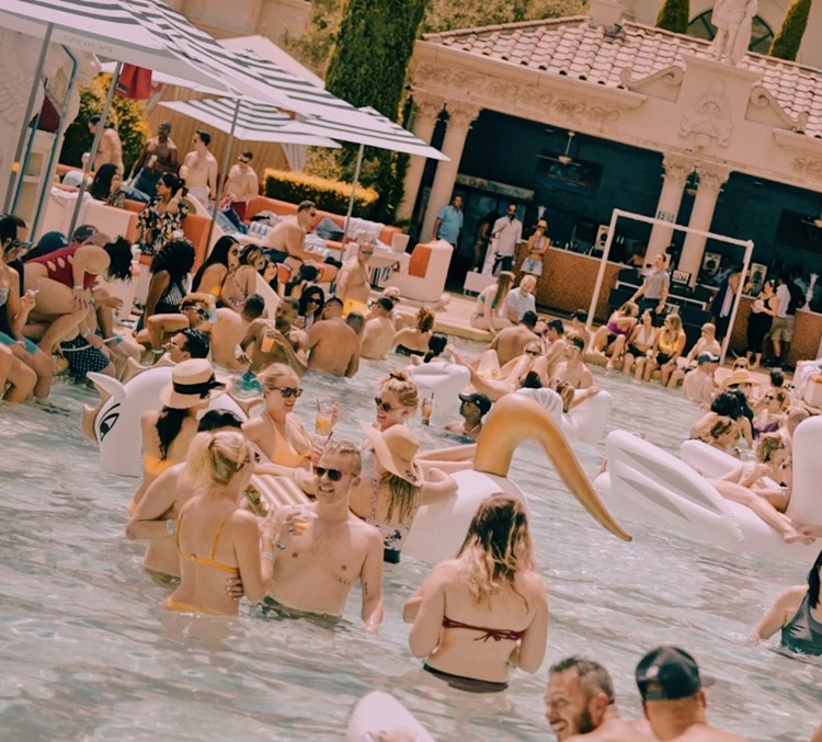 Cove Beach Dubai fun pool party people dancing drinking partying