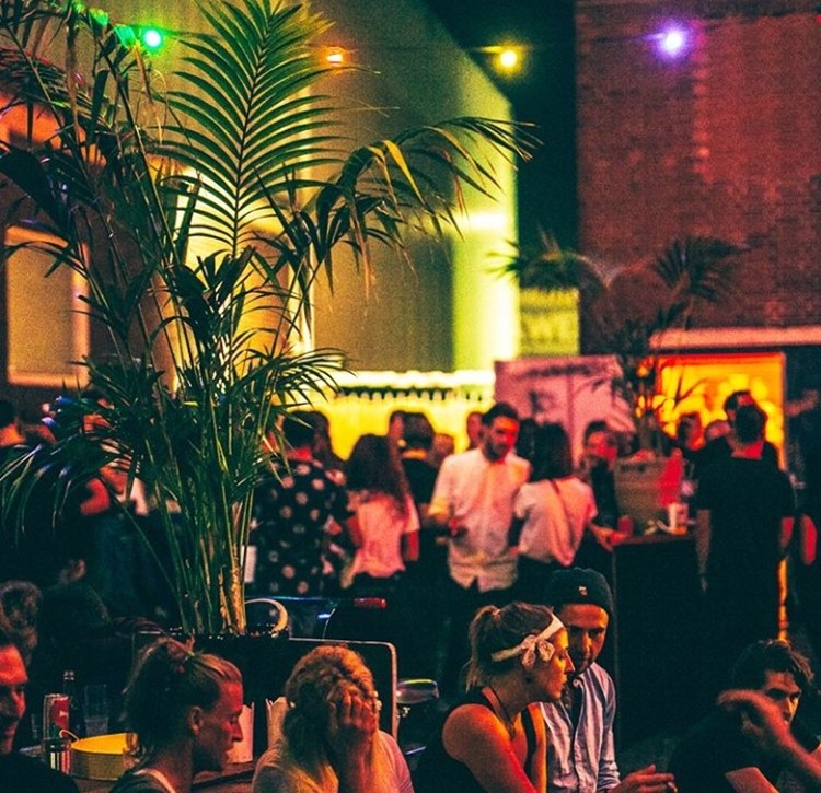 De Marktkantine nightclub Amsterdam view of the crowd drinking 