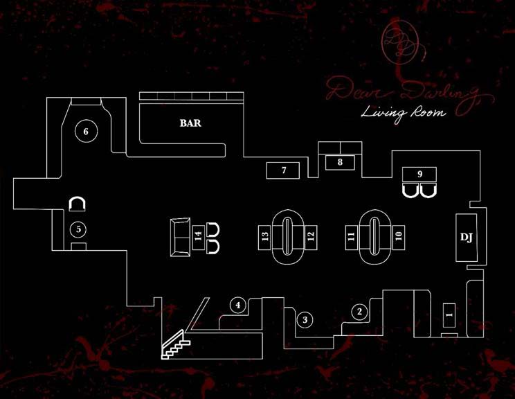 Dear Darling nightclub London table map vip premium areas dance floor dj regular tables