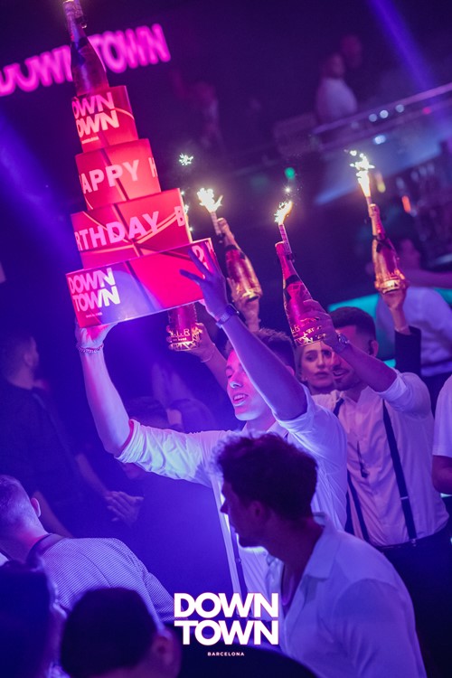 Downtown nightclub Barcelona bottle parade birthday celebration fun party