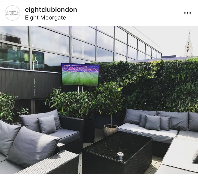 TV screen on the terrace at Eight