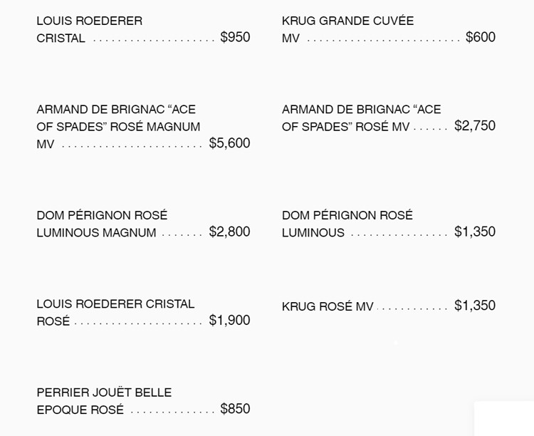 Electric Hotel Chicago club menu bubbles prices packages