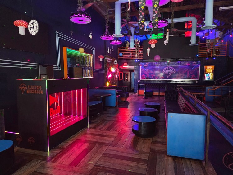 Second wide view of the Electric Mushroom main floor and bar