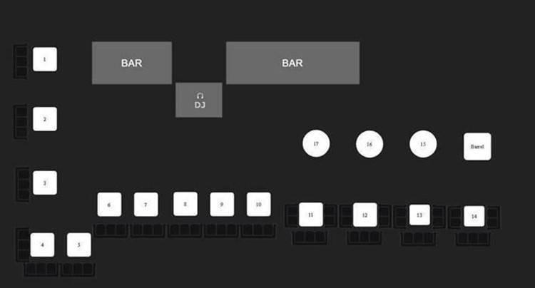 Everleigh nightclub Toronto map view of table vip regular dance floor dj booth bar areas sitting