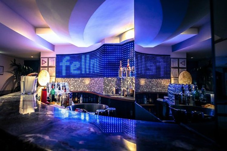 Fellini Club nightclub Milan view of the bar drinks