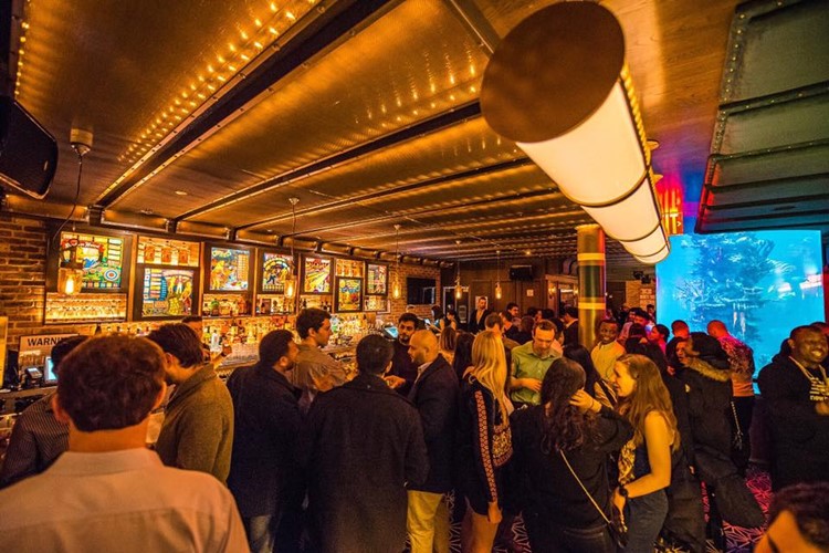 Fishbowl nightclub New York City party show crowd dancing fun night bowling club