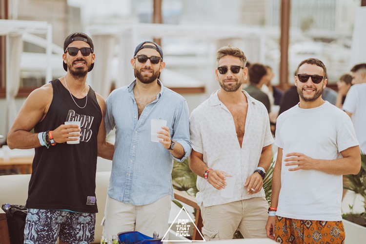 Go Beach Club Barcelona men having fun guys day out 