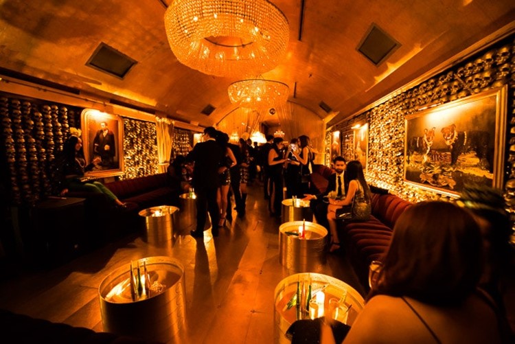 Goldbar nightclub New York City gold luxurious interior design lounge bar area posh