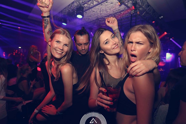 Gotha nightclub Dubai three blonde girls having fun with a man