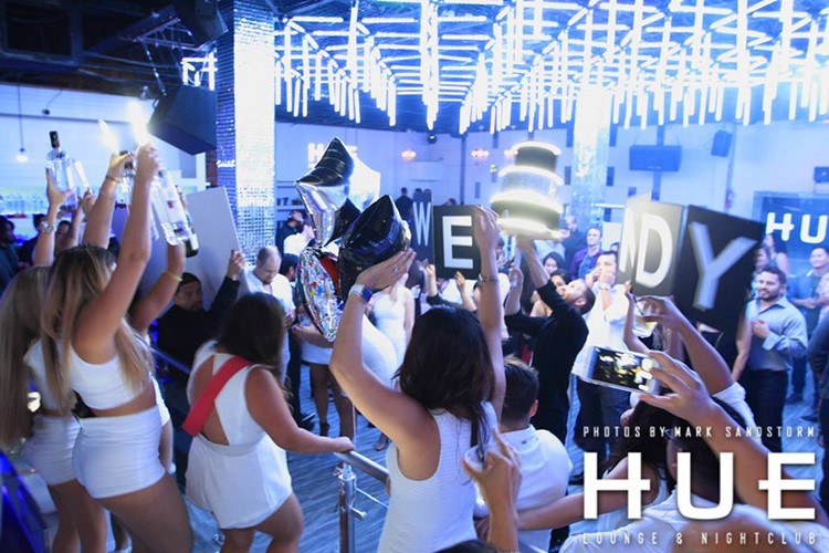 Hue nightclub San Francisco big all white event party alcohol bottles