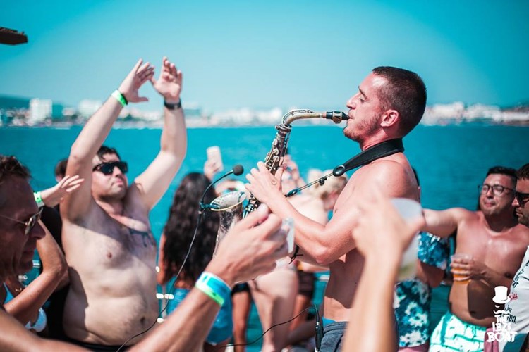 IBZ Boat Party Ibiza instrument singer trumpet sexy people