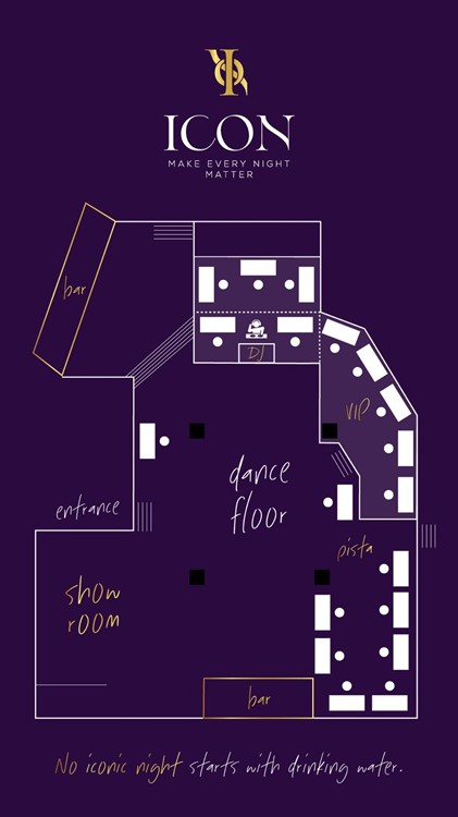 Icon nightclub in Madrid table map seating chart dance floor vip premium areas