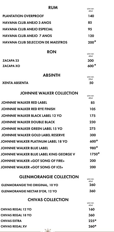 Indigo nightclub Kiev menu beverages magnum size glass bottle 