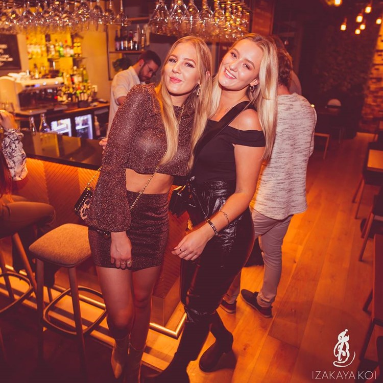 Izakaya Koi nightclub Malmo sexy blonde girls having fun mini dresses high heels partying
