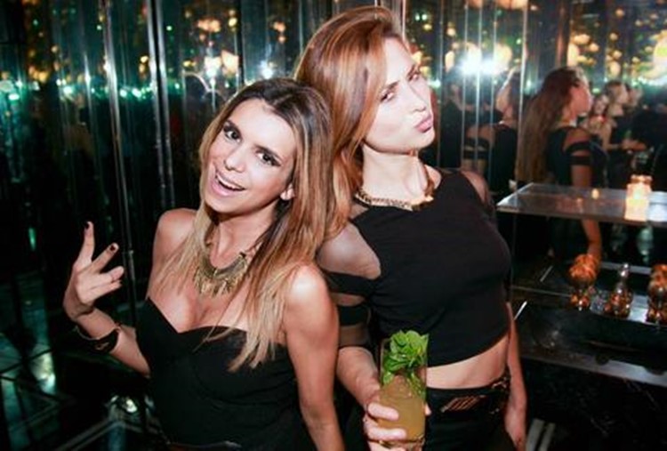 Jet nightclub Buenos Aires two brunette girls having fun drinking