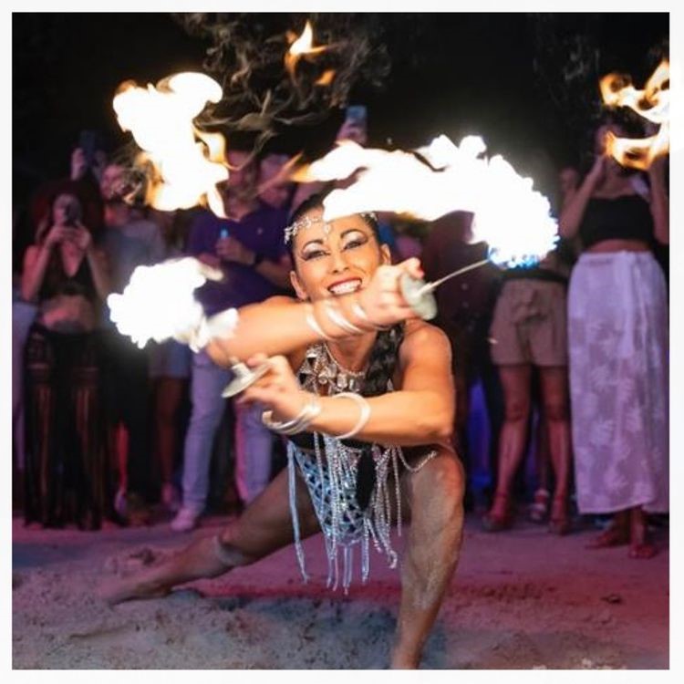 Joia beach club Miami exotic dancer fire show event  