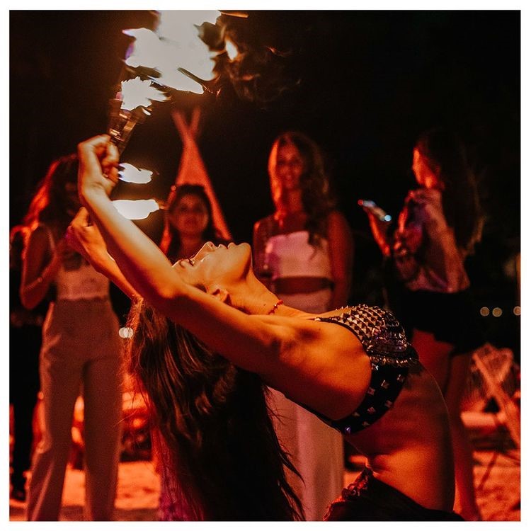 Joia beach club Miami dancer fire show fun party book vip table men ladies