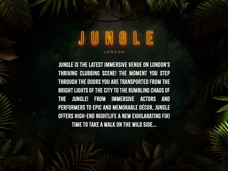 Party at Jungle VIP nightclub in London. Find promoters for guest list in Clubbable