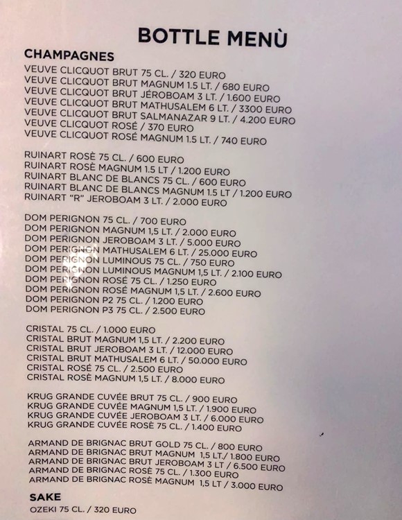 Just Me nightclub Milan bottle menu champagne price list book your table now reserve