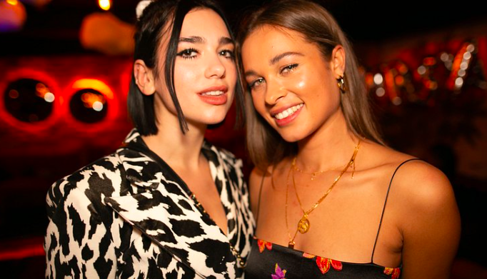 Kadies nightclub London famous celebrity Dua Lipa attenting nightclub celebratation party 
